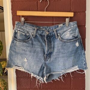 We The Free Blue Distressed Jean Shorts